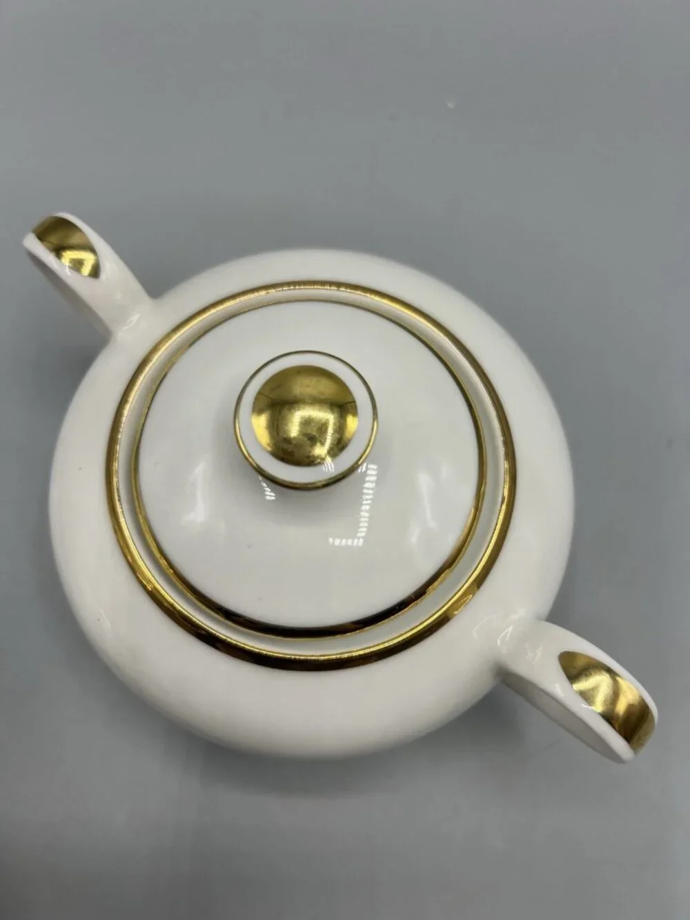 Bavarian Germany Sugar Bowl and Creamer Set 1960s White Gold Band Fine Dining